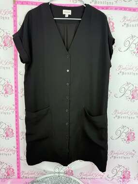 Frank & Oak Black Short-Sleeve Button-Front Tunic